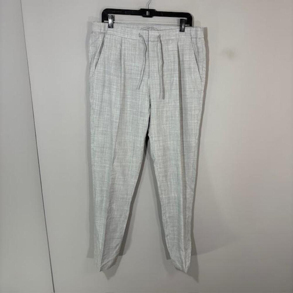 Suitsupply Pants Mens 34x31 Gray Check Wool Ames Pleat ES VBC Drawstring Tapered